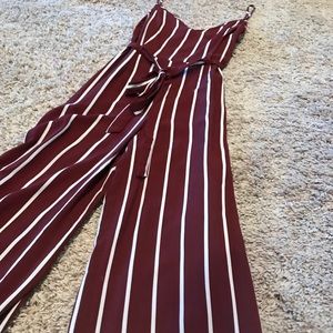 Maroon striped jumpsuit